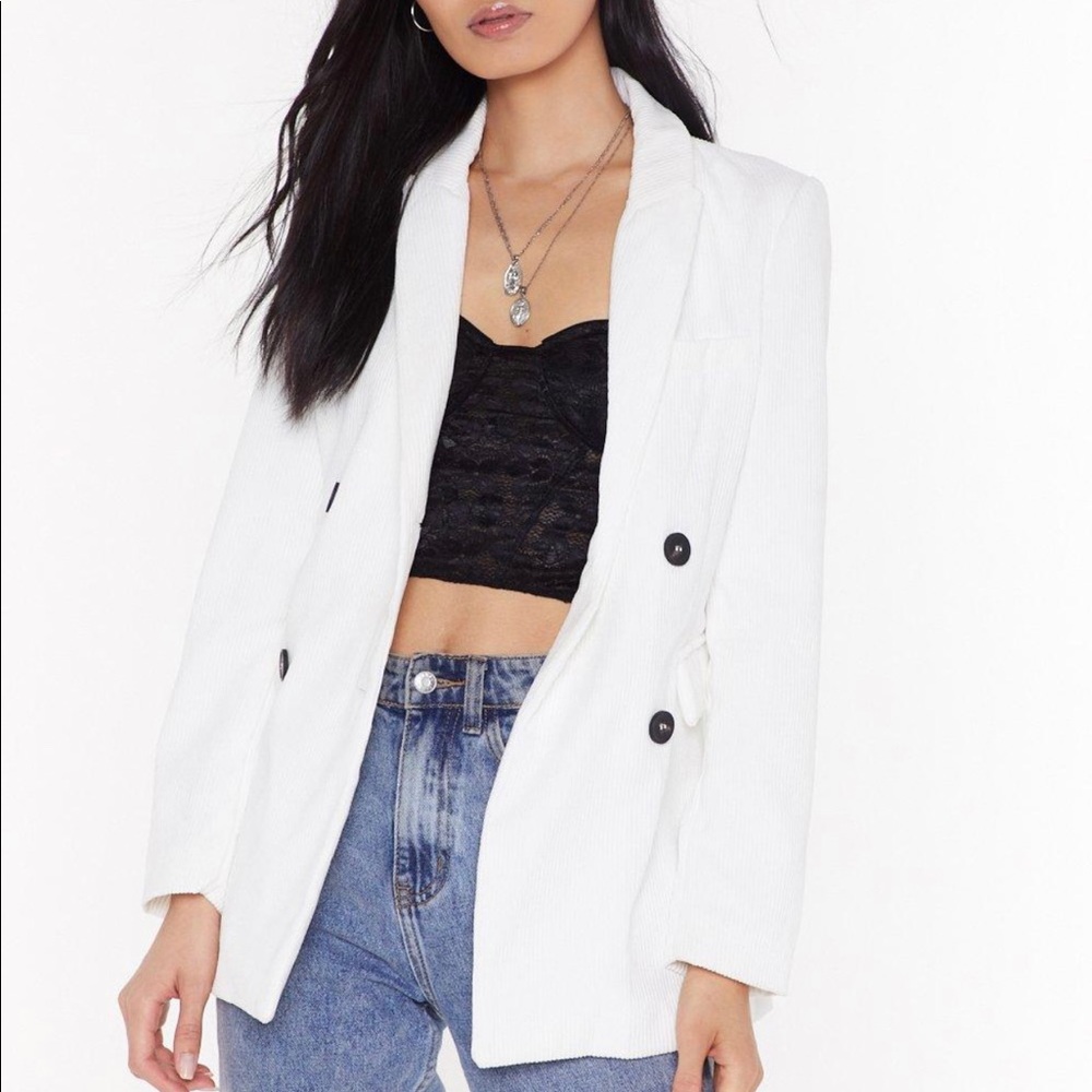 All white corduroy Blazer 🤍🤍
